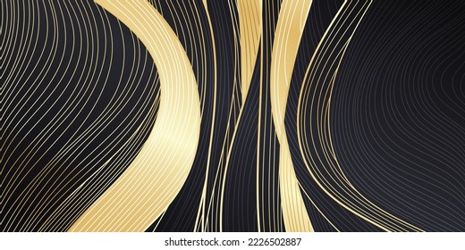 Gold wavy pattern. Luxurious golden linear ornament. Premium design for wallpapers, silk textiles and jewelry. Vector illustration.