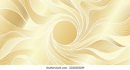 Gold wavy pattern. Luxurious golden linear ornament. Premium design for wallpapers, silk textiles and jewelry. Vector illustration.