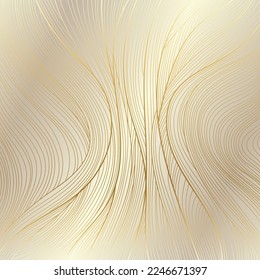 Gold wavy pattern. Luxurious golden linear ornament. Premium design for wallpapers, silk textiles and jewelry. Vector illustration.
