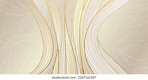 Patrón ondulado de oro. Lujoso adorno lineal dorado. Diseño premium para papel pintado, tejidos de seda y joyería. Ilustración vectorial.