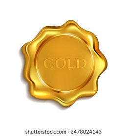 Gold wax seal on a white background. Vector illustration