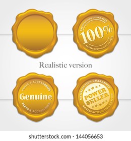 Gold wax stamp. Realistic version - Smooth & realistic gradient mesh effect.