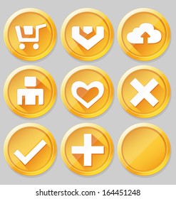 Gold web icons. Vector illustration. Eps 10