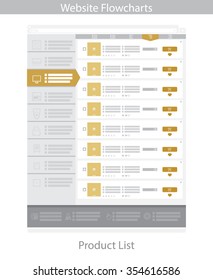 Gold Web template simple vector: Product List