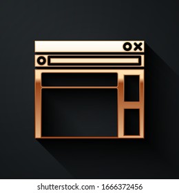 Icono de plantilla de sitio web Gold aislado en fondo negro. Protocolo de comunicación por Internet. Estilo de sombra largo. Ilustración vectorial