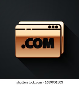 Gold Website template icon isolated on black background. Internet communication protocol. Long shadow style. Vector Illustration