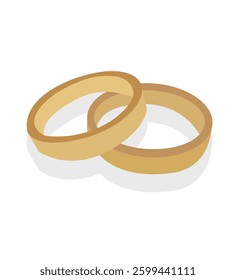 gold wedding couple rings. Vector golden ring