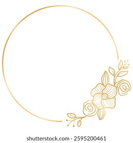 Gold Wedding Floral Frame, Floral Wreath for Wedding Invitation Card