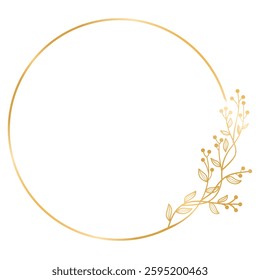 Gold Wedding Floral Frame, Floral Wreath for Wedding Invitation Card