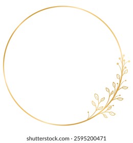 Gold Wedding Floral Frame, Floral Wreath for Wedding Invitation Card