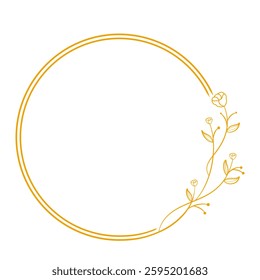 Gold Wedding Floral Frame, Floral Wreath for Wedding Invitation Card