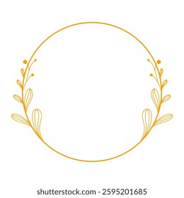Gold Wedding Floral Frame, Floral Wreath for Wedding Invitation Card