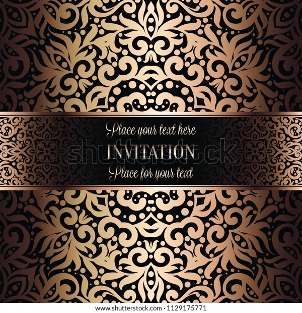 Gold Wedding Invitation Card Template Design Stock Vector (Royalty Free ...