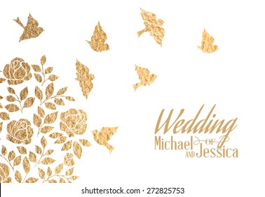 Gold wedding invitation. Vector illustration