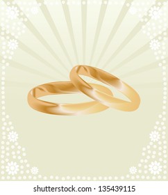 Gold wedding ring vector background concept card