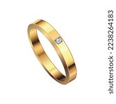 Gold wedding rings composition with realistic isolated noble metal with diamonds and jewelry vector illustration