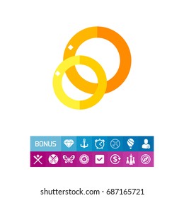 Gold wedding rings icon
