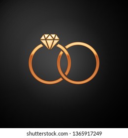 Gold Wedding Rings Icon Isolated On Stock Vector (Royalty Free) 1365917249