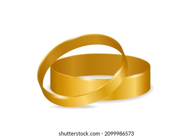 Gold Hochzeitsringe, Vektorgrafik. Schmuckleuderring, Romantik und Liebessymbol.