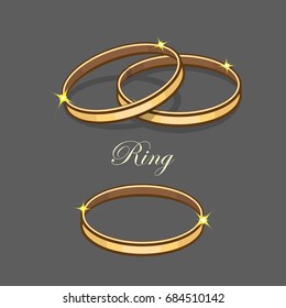 Gold wedding rings vector illustration.