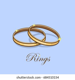 Gold wedding rings vector illustration.