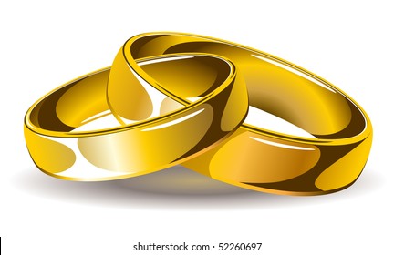 gold wedding rings, vector illustrations