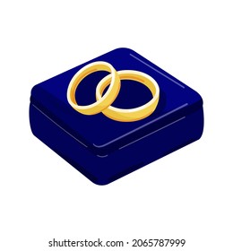 Goldene Hochzeitsringe. Vektorgrafik einzeln auf weißem Hintergrund. Cartoon-Stil. Ein Symbol der Ehe, Verlobung.