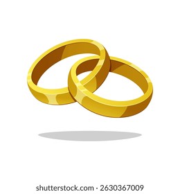 Gold wedding rings vector isolated on white background.