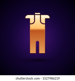 Gold Wetsuit for scuba diving icon isolated on dark blue background. Diving underwater equipment.  Vector Illustration