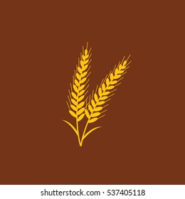 A gold Wheat illustration isolated in a brown background