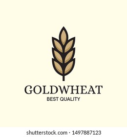 Gold Wheat Logo Design Template Inspiration - Vector