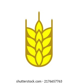 Gold wheat logo design. Vector illustration on white background. Isolated drawing and icon.