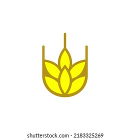Gold wheat logo design. Vector illustration on white background. Isolated drawing.