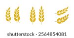 Gold wheat silhouette collection. Wheat or rice icon symbol vector illustration.