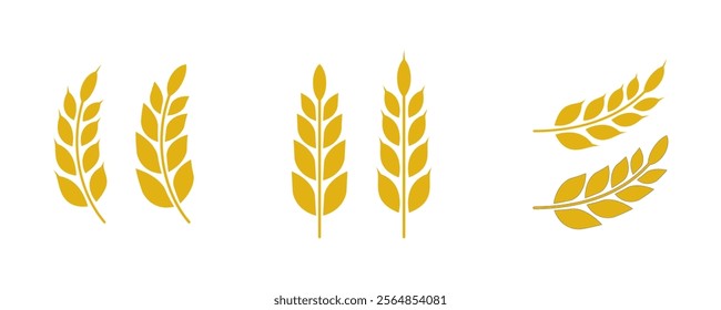 Gold wheat silhouette collection. Wheat or rice icon symbol vector illustration.