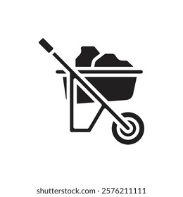 Gold Wheelbarrow Filled Icon Vector Illustration