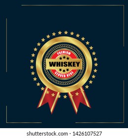 Gold whiskey premium quality emblem, label, badge,sticker.whiskey premium quality package label. vintage stamp. designed for product