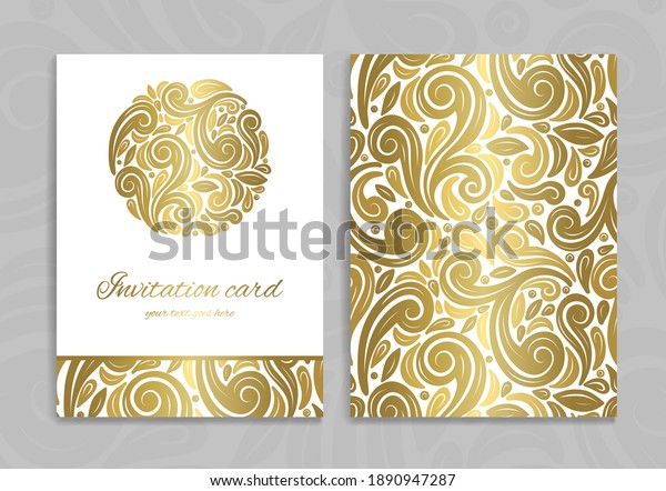 Gold and white abstract greeting card design.\
Luxury vector ornament template. Great for invitation, flyer, menu,\
brochure, postcard, background, wallpaper, decoration, packaging or\
any desired idea.