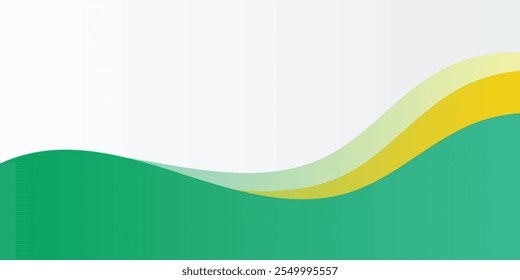 Gold and white abstract line border frame on a transparent layer abstract background with green wave banner template background 