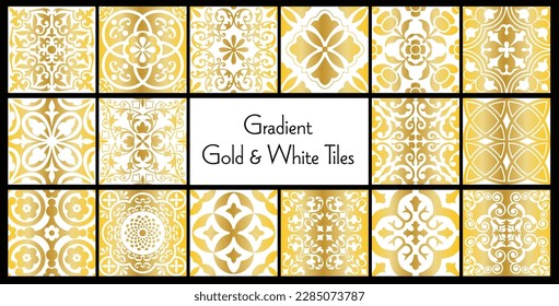 Gold White Abstract Ornate Tile Patterns