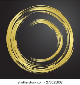 Gold white Abstract vector bright painting design element. circle frame Drawing, Hand drawn. round shape background. smudges. black background. text box. Brochure. card. banner. label