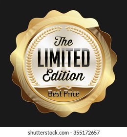 Gold and White Badge on Black Background. Limited Edition.