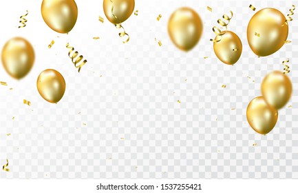 Gold White Balloons Confetti Concept Design Stock Vector (Royalty Free ...