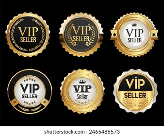 Gold white and black sale labels vintage design vector collection 
