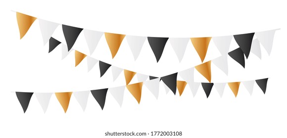 Gold, white and black triangle flag banner