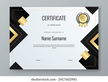 Gold white and black vector modern luxury certificate corporate template design