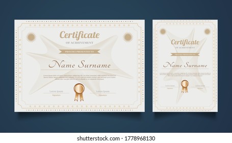Plantilla de certificado dorado y blanco en estilo clásico