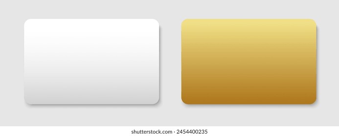 Gold and White credit debit cards mockups realistic 3d style. Vector illustration of plastic debit cards