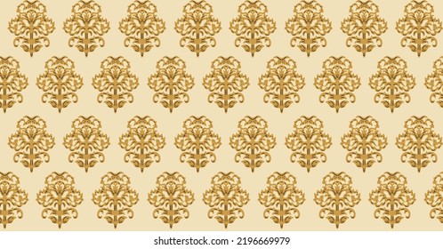 Gold and white damask vector seamless pattern, wallpaper. Elegant classic texture. Luxury ornament. Royal, Victorian, Baroque elements. Great for fabric and textile, wallpaper, or any desired idea.
