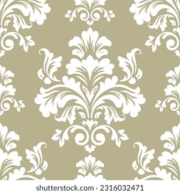Patrón sin fisuras del vector de damasco blanco y dorado. Elementos antiguos y paisley. Motivos tradicionales turcos. Ideal para tejidos y textiles, papel pintado, embalaje o cualquier idea deseada.